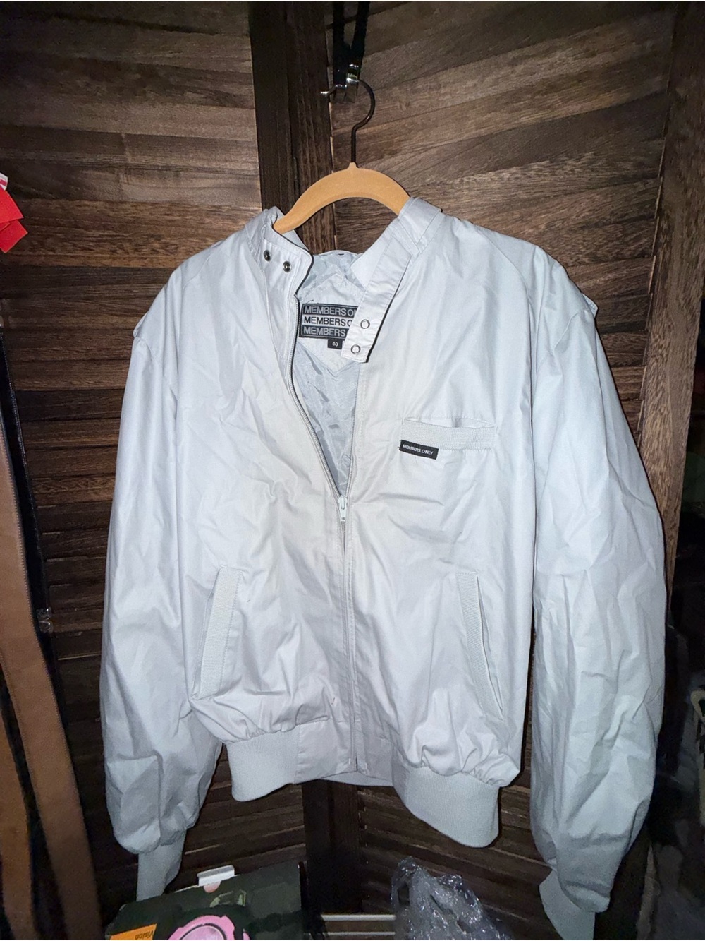 Members Only Iconic Racer Jacket Men’s Size 40/Medium Light Gray Bomber